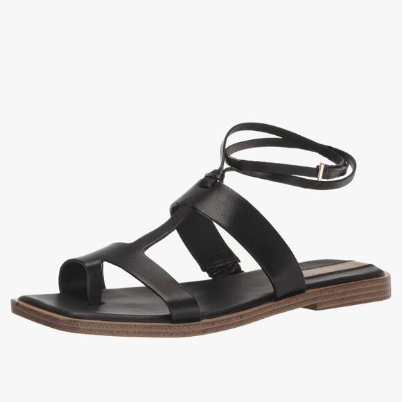 Franco Sarto 'Maren' Women's 6M Ankle Strap Sandal Black Leather Gladiator - Picture 1 of 9
